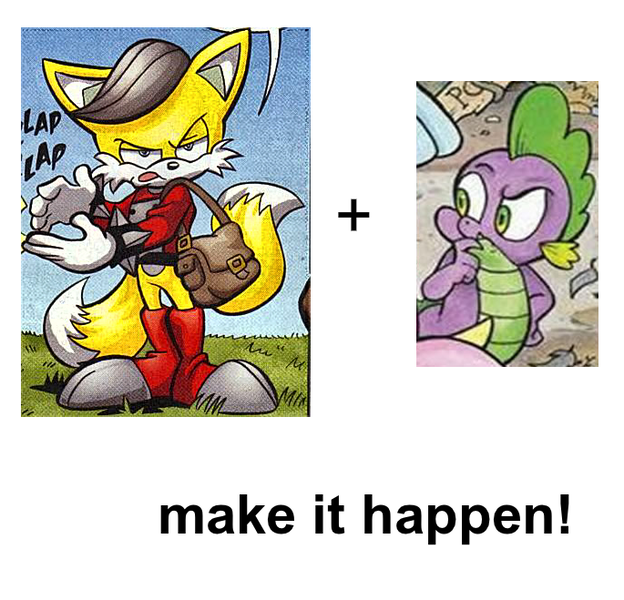 Size: 685x659 | Tagged: alternate universe, anti tails, comic, dark mirror universe, derpibooru import, equestria-3, exploitable meme, make it happen, meme, miles "tails" prower, safe, sonic the hedgehog (series), spike