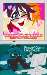 Size: 656x1039 | Tagged: artist:terry, bleach (manga), comic, computer, crossover, derpibooru import, dialogue, female, kill la kill, kurosaki ichigo, male, queen chrysalis, ryuko matoi, straight, suggestive, wat