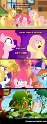 Size: 1600x4200 | Tagged: safe, artist:themam, derpibooru import, applejack, fluttershy, pinkie pie, rainbow dash, rarity, twilight sparkle, bat pony, bats!, bat ponified, comic, flutterbat, fluttersecret, mane six, race swap