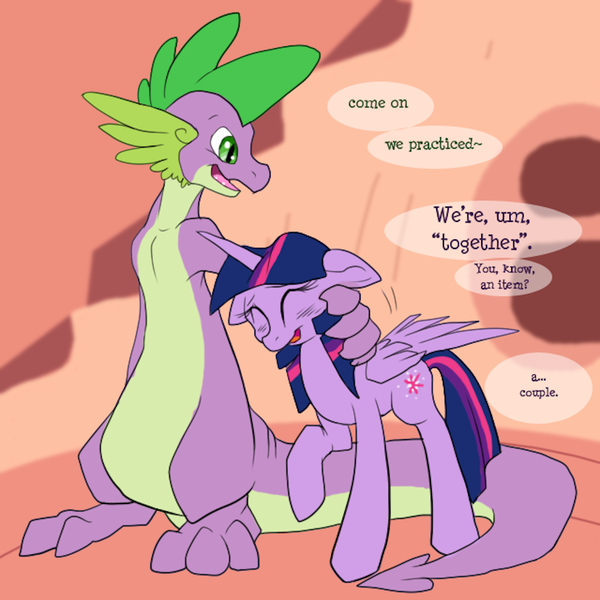 Size: 1000x1000 | Tagged: safe, artist:aviantheatrics, derpibooru import, spike, twilight sparkle, twilight sparkle (alicorn), alicorn, pony, ask twilight and spike!, ask, ask-twispike, embarrassed, female, male, mare, older, older spike, shipping, straight, tumblr, twispike