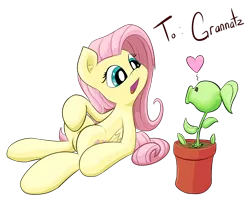 Size: 2709x2185 | Tagged: artist:solipsus, cute, derpibooru import, fluttershy, peashooter, plant, plants vs zombies, plants vs zombies 2: it's about time, safe, shyabetes