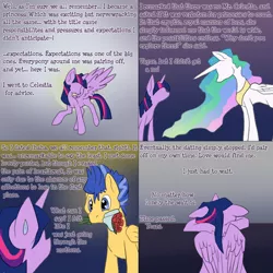 Size: 1000x1000 | Tagged: safe, artist:aviantheatrics, derpibooru import, flash sentry, princess celestia, spike, twilight sparkle, twilight sparkle (alicorn), alicorn, pony, ask twilight and spike!, ask, ask-twispike, female, immortality blues, male, mare, older, older spike, shipping, straight, tumblr, twispike