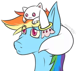 Size: 774x718 | Tagged: alien, artist:xmystia, concerned, cute, derpibooru import, incubator (species), kyubey, puella magi madoka magica, rainbow dash, safe