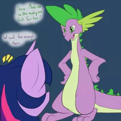 Size: 1000x1000 | Tagged: safe, artist:aviantheatrics, derpibooru import, spike, twilight sparkle, ask twilight and spike!, ask, ask-twispike, female, male, older, older spike, shipping, straight, tumblr, twispike