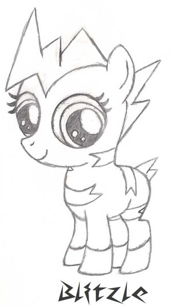 Size: 626x1117 | Tagged: artist:partner345, blitzle, crossover, cute, derpibooru import, female, filly, monochrome, pokémon, safe, solo, zebra