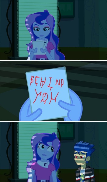 Size: 601x1024 | Tagged: semi-grimdark, derpibooru import, flash sentry, princess luna, equestria girls, equestria girls (movie), comic, exploitable meme, flash's paper, luna's office, meme, ms paint, vice principal luna