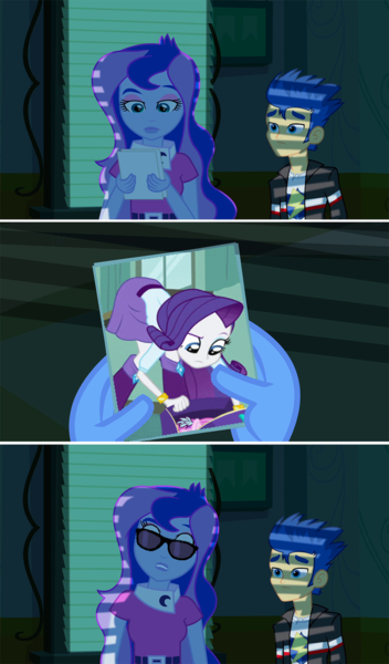 Size: 601x1024 | Tagged: safe, derpibooru import, flash sentry, princess luna, rarity, equestria girls, dat butt, exploitable meme, flash's paper, meme