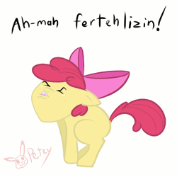 Size: 500x500 | Tagged: safe, artist:pikapetey, derpibooru import, apple bloom, earth pony, pony, animated, apple bloom's bow, bow, constipated, constipation, eyes closed, female, fertilizer, filly, floppy ears, frown, hair bow, open mouth, simple background, solo, white background