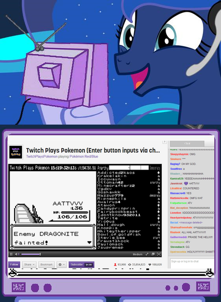 Size: 562x766 | Tagged: atv, atv the slayer of dragons, derpibooru import, exploitable meme, gamer luna, meme, moth, obligatory pony, pokémon, princess luna, safe, sweet celestia i can't believe it, tv meme, twitch plays pokémon, venomoth