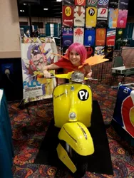 Size: 720x960 | Tagged: apple bloom, artist:lochlan o'neil, clothes, cosplay, costume, cutie mark crusaders, derpibooru import, flcl, human, irl, irl human, moped, photo, safe, scootaloo, sweetie belle, vespa