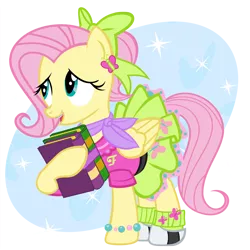 Size: 1000x1000 | Tagged: 1950s, 50's fashion, alternate hairstyle, artist:pixelkitties, book, bracelet, braces, clothes, cute, derpibooru import, fashion, fluttershy, jewelry, ponytail, saddle shoes, safe, scarf, shoes, shyabetes, simple background, skirt, sneakers, solo, transparent background