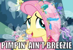 Size: 700x479 | Tagged: breezie, caption, derpibooru import, fluttershy, image macro, it ain't easy being breezies, meme, pimpin' ain't easy, pun, safe, screencap, seabreeze, text