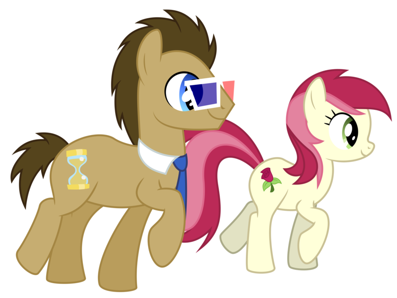 Size: 6000x4507 | Tagged: 3d glasses, absurd resolution, artist:masem, derpibooru import, doctor whooves, it ain't easy being breezies, roseluck, safe, simple background, .svg available, time turner, transparent background, vector