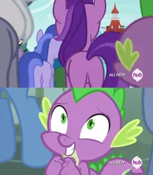Size: 828x946 | Tagged: all new, amethyst star, butt, derpibooru import, edit, hub logo, it ain't easy being breezies, out of context, plot, royal riff, safe, screencap, seafoam, sea swirl, simple ways, spike, text