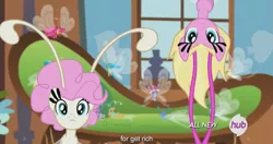 Size: 1151x609 | Tagged: breezette, breezie, caption, derpibooru import, edit, edited screencap, hat, hub logo, it ain't easy being breezies, meme, mushroom hat, safe, screencap, youtube caption