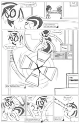 Size: 962x1474 | Tagged: artist:amaraburrger, comic, crossover, cyclops (marvel comics), derpibooru import, doctor octavia, doctor octopus, monochrome, octavia melody, safe, sonata du octave, spider-man, vinyl scratch, vyclops, x-men