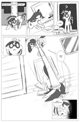 Size: 962x1474 | Tagged: artist:amaraburrger, comic, crossover, cyclops (marvel comics), derpibooru import, doctor octavia, doctor octopus, monochrome, octavia melody, safe, sonata du octave, spider-man, vinyl scratch, vyclops, x-men