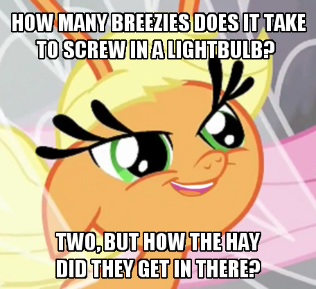 Size: 456x418 | Tagged: applebreezie, applejack, breezie, breeziefied, caption, carlos, carlosjack, derpibooru import, image macro, it ain't easy being breezies, joke, meme, solo, species swap, suggestive, text