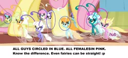 Size: 1898x873 | Tagged: breezie, derpibooru import, edit, educational, fluttershy, gender differences in breezies, it ain't easy being breezies, safe, screencap, sexual dimorphism