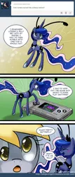 Size: 550x1287 | Tagged: artist:johnjoseco, ask, ask gaming princess luna, breezie, breeziefied, butterfly, comic, derpibooru import, derpy hooves, game boy, gamer luna, it ain't easy being breezies, metroid, metroid fusion, princess luna, safe, species swap, tumblr