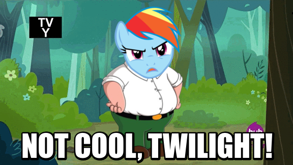 Size: 576x324 | Tagged: safe, derpibooru import, edit, rainbow dash, gryphon, it ain't easy being breezies, caption, family guy, griffonized, image macro, meme, peter griffin, pun, rainbow griffon, species swap, text, this is epic, visual pun
