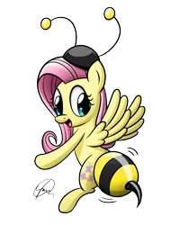 Size: 875x1153 | Tagged: animal costume, artist:saymanhd, bee costume, butt, butt shake, clothes, costume, derpibooru import, flutterbee, fluttershy, it ain't easy being breezies, plot, safe, simple background, solo