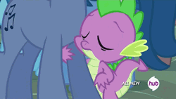 Size: 576x324 | Tagged: all new, and then spike was gay, animated, blues, derpibooru import, hubble, hub logo, humping, it ain't easy being breezies, noteworthy, not gay, out of context, personal space invasion, screencap, sex, spike, suggestive, text, the hub, touch