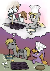 Size: 270x380 | Tagged: safe, artist:grotar00, derpibooru import, derpy hooves, dinky hooves, pegasus, pony, baking, equestria's best mother, female, food, mare, mother, mother and child, mother and daughter, muffin