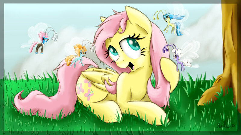 Size: 1600x900 | Tagged: artist:rulsis, breezie, derpibooru import, fluttershy, it ain't easy being breezies, safe, seabreeze