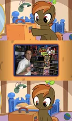 Size: 640x1080 | Tagged: safe, derpibooru import, button mash, earth pony, pony, angry video game nerd, button's odd game, colt, exploitable meme, male, meme, obligatory pony, tv meme