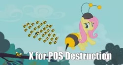 Size: 1899x1002 | Tagged: animal costume, bee costume, clothes, costume, dabigredboat, derpibooru import, eve online, flutterbee, fluttershy, goon, goonswarm, it ain't easy being breezies, safe, screencap