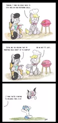 Size: 2480x5315 | Tagged: safe, artist:bobthedalek, derpibooru import, octavia melody, vinyl scratch, oc, oc:mixed melody, oc:octavia's father, oc:octavia's mother, oc:ostinato melody, earth pony, pony, unicorn, apron, barbeque, chair, chef's hat, clothes, comic, female, food, hat, male, playing, throwing, traditional art