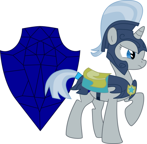 Size: 790x776 | Tagged: safe, artist:ruinedomega, derpibooru import, oc, oc:sapphire aegis, unofficial characters only, pony, it's about time, armor, inkscape, night guard, ponyscape, raised hoof, sapphire, solo, vector