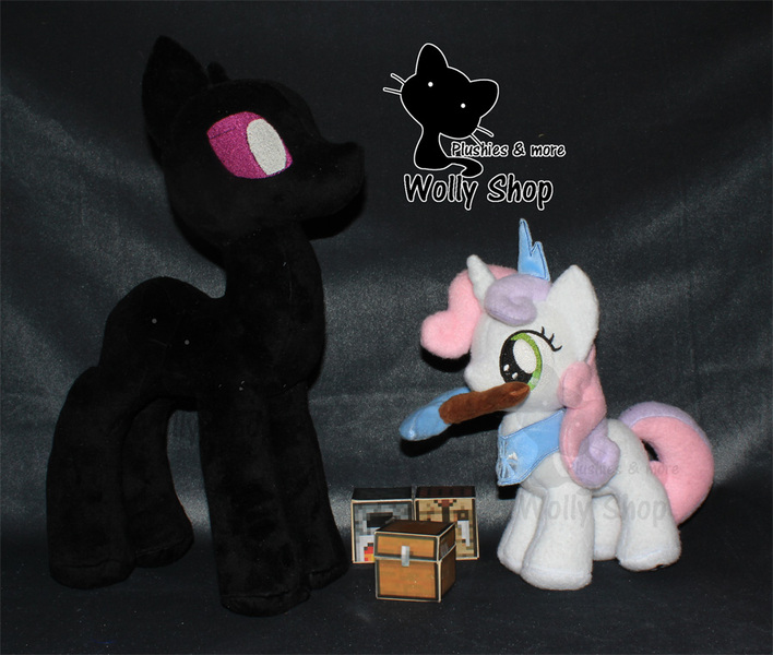 Size: 900x763 | Tagged: safe, artist:vegeto-uchihaportgas, derpibooru import, sweetie belle, ponified, enderman, enderpony, pony, don't mine at night, custom, endermane, irl, minecraft, photo, plushie, toy