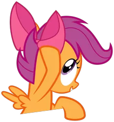 Size: 6000x6465 | Tagged: absurd resolution, apple bloom's bow, artist:byteslice, bow, derpibooru import, hair bow, safe, scootaloo, simple background, solo, somepony to watch over me, transparent background, vector