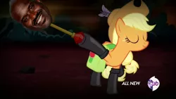 Size: 1280x720 | Tagged: applejack, boots, derpibooru import, edit, edited screencap, fireproof boots, moth, pokémon, safe, scepter, screencap, shaquille o'neal, shoes, solo, somepony to watch over me, twilight scepter, twilight sparkle, venomoth