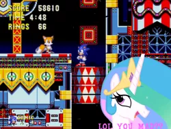 Size: 640x480 | Tagged: artist needed, barrel of doom, carnival night zone, crossover, derpibooru import, game, miles "tails" prower, princess celestia, safe, sonic the hedgehog, sonic the hedgehog 3, sonic the hedgehog (series), source needed, trollestia