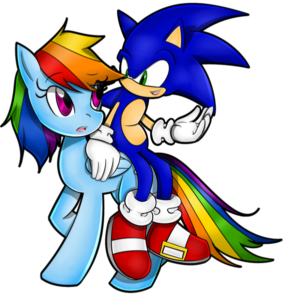 Size: 1366x1435 | Tagged: artist:flam3zero, crossover, derpibooru import, rainbow dash, riding, safe, simple background, sonic the hedgehog, sonic the hedgehog (series), style emulation, transparent background, yuji uekawa style