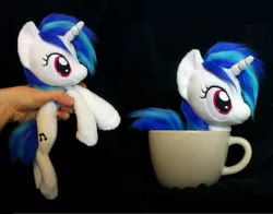 Size: 2904x2280 | Tagged: safe, artist:epicrainbowcrafts, derpibooru import, vinyl scratch, pony, beanie (plushie), cup, cup of pony, irl, micro, mug of plush, photo, plushie, solo, teacup