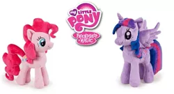 Size: 643x346 | Tagged: safe, derpibooru import, pinkie pie, twilight sparkle, twilight sparkle (alicorn), alicorn, pony, female, irl, mare, my little pony, my little pony logo, nici, photo, plushie