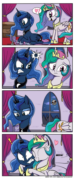 Size: 1000x2363 | Tagged: artist:daniel-sg, best sisters, bioshock, bioshock infinite, comic, cute, cutelestia, derpibooru import, female, hape, hug, moon, pictogram, princess celestia, princess luna, safe, siblings, sisters, the legend of zelda, the legend of zelda: majora's mask