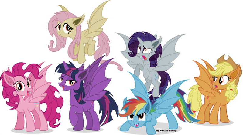 Size: 8173x4552 | Tagged: safe, artist:vector-brony, derpibooru import, applejack, fluttershy, pinkie pie, rainbow dash, rarity, twilight sparkle, twilight sparkle (alicorn), alicorn, bat pony, bat pony alicorn, pony, bats!, absurd resolution, alicornified, applebat, bat ponified, bat wings, female, flutterbat, hilarious in hindsight, horn, mane six, mare, pinkiebat, race swap, rainbowbat, raribat, raricorn, twibat, wings