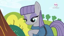 Size: 1366x768 | Tagged: derpibooru import, hub logo, maud pie, maud pie (episode), safe, screencap, solo