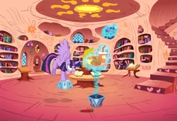 Size: 1280x875 | Tagged: safe, derpibooru import, twilight sparkle, twilight sparkle (alicorn), alicorn, pony, princess twilight sparkle (episode), burger, crowbar, female, food, hay burger, library, mare, mystery box of plot importance, solo