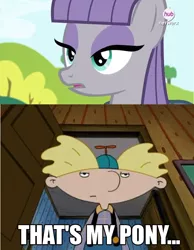 Size: 641x824 | Tagged: arnie, caption, derpibooru import, hey arnold, image macro, maud pie, maud pie (episode), meme, safe, text