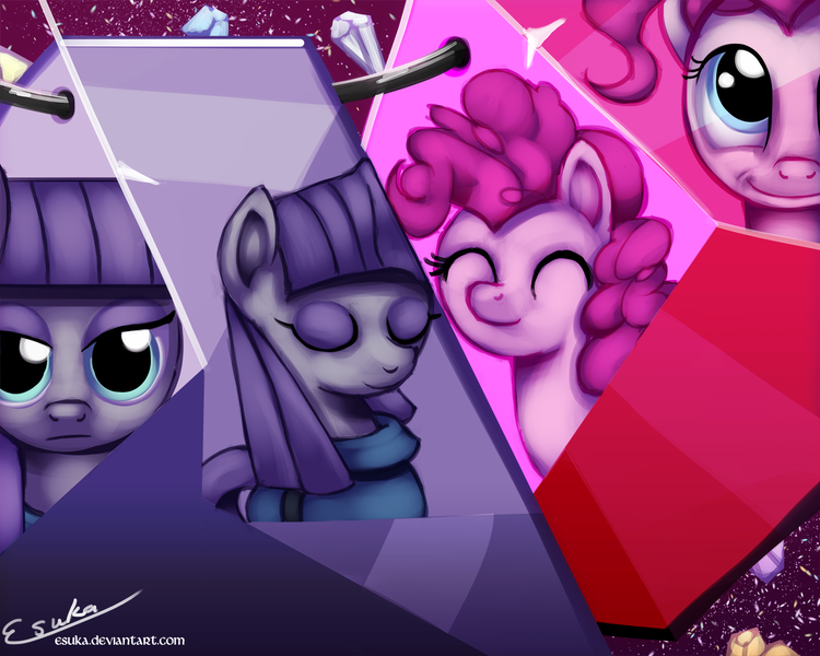 Size: 1250x1000 | Tagged: artist:esuka, derpibooru import, maud pie, maud pie (episode), pinkie pie, rock candy necklace, safe