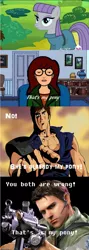 Size: 579x1623 | Tagged: chris redfield, daria, daria morgendorffer, derpibooru import, hokuto no ken, kenshiro, maud pie, maud pie (episode), meme, resident evil, safe, that's my pony, that's my x