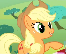 Size: 980x810 | Tagged: applejack, derpibooru import, lip bite, maud pie (episode), safe, screencap, solo