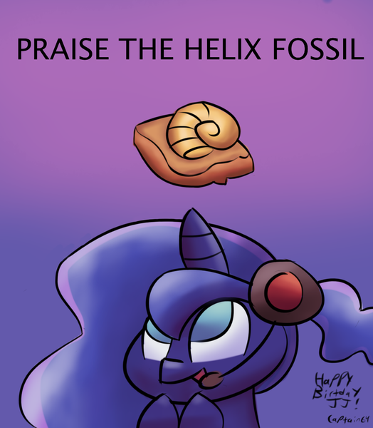 Size: 1000x1146 | Tagged: artist:captain64, derpibooru import, gamer luna, helix fossil, pokémon, princess luna, safe, solo, tumblr, twitch plays pokémon