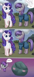 Size: 1000x2230 | Tagged: safe, artist:chiweee, derpibooru import, boulder (pet), maud pie, rarity, tom, earth pony, pony, unicorn, maud pie (episode), blushing, boultom, cargo ship, comic, female, gay, male, mare, shipper on deck, shipping